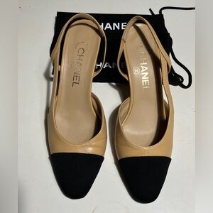 CHANEL Women's Beige and Black Heels